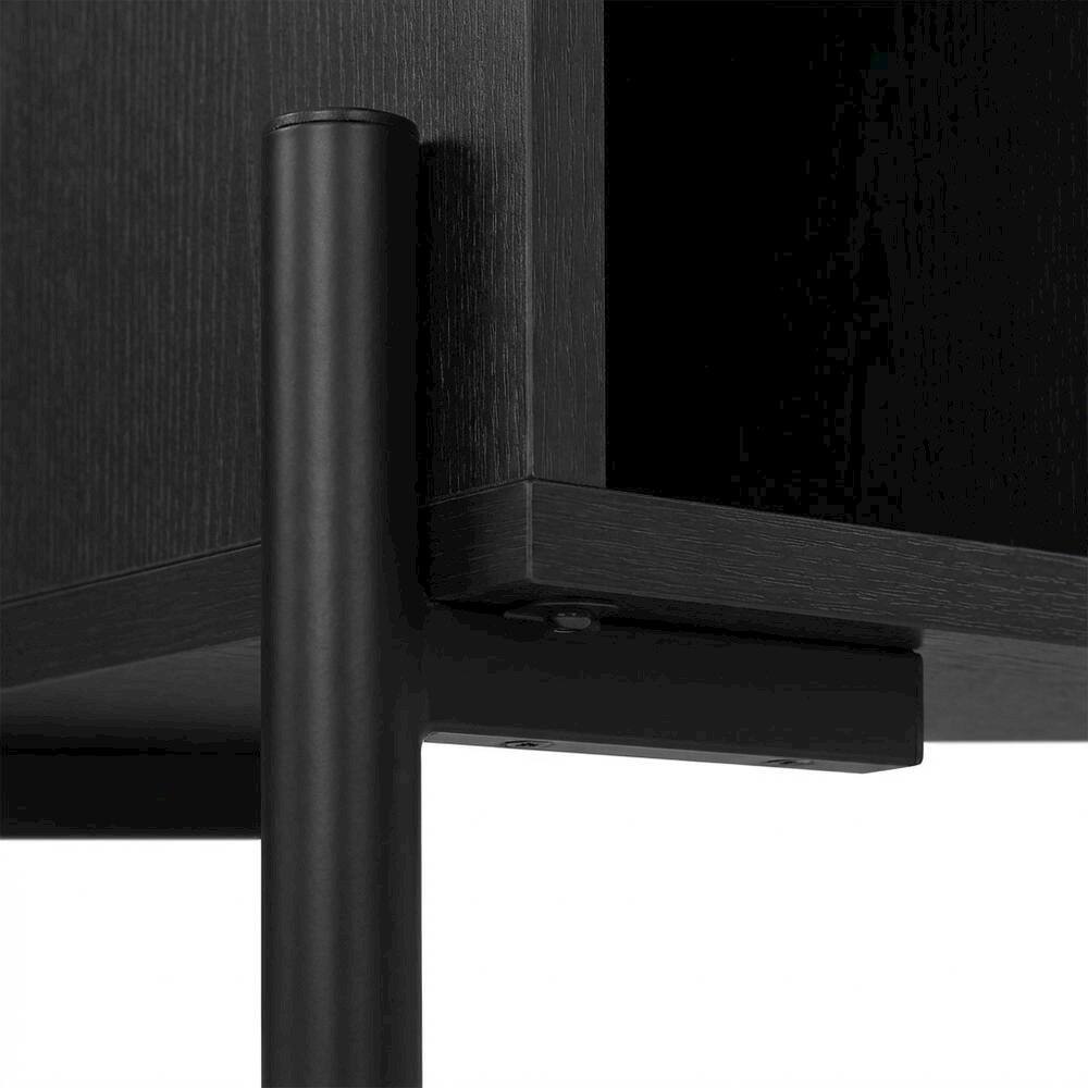 Alt View 3. FurniFact - Wooden record player stand with vinyl storage - Black.
