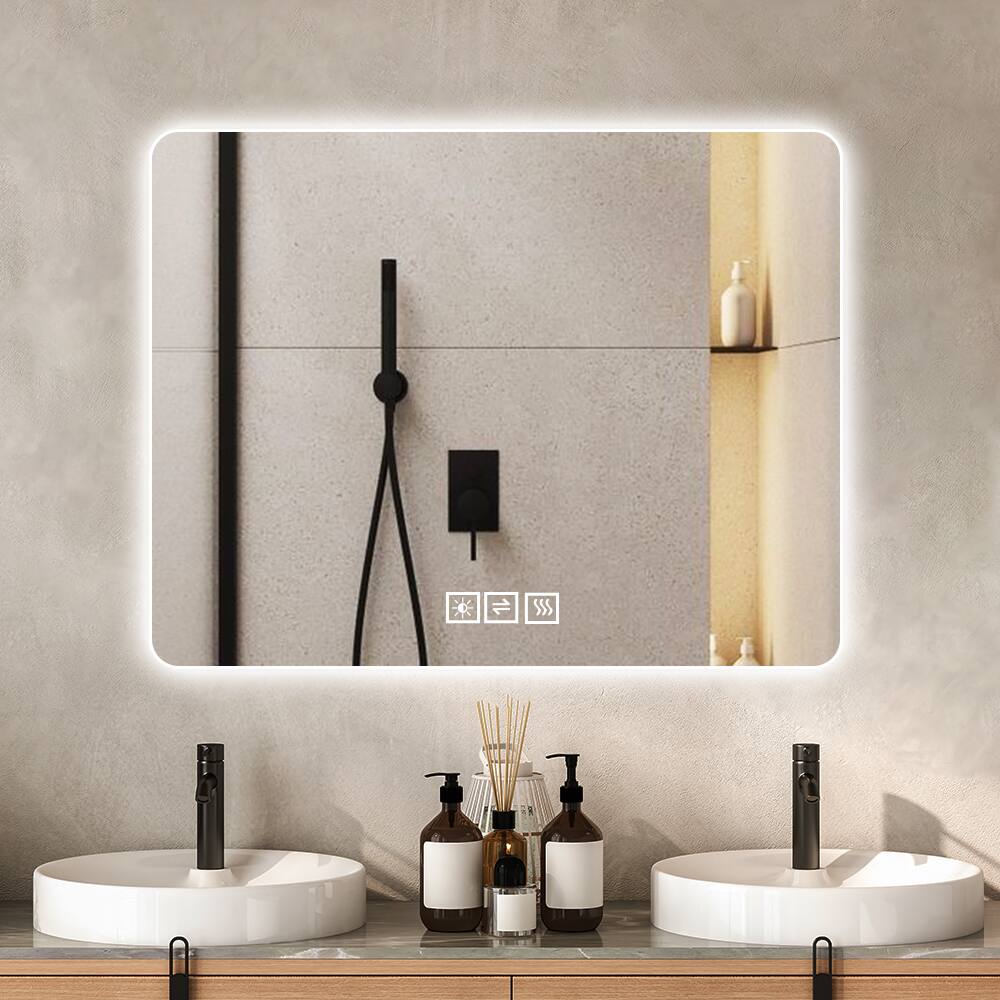 Alt View 1. Boyel Living - 28 by 36 Inch Bathroom Mirror with LED Lights Front and Backlit Anti Fog Wall Mounted 3 Colors and 5 Level Dimmable.