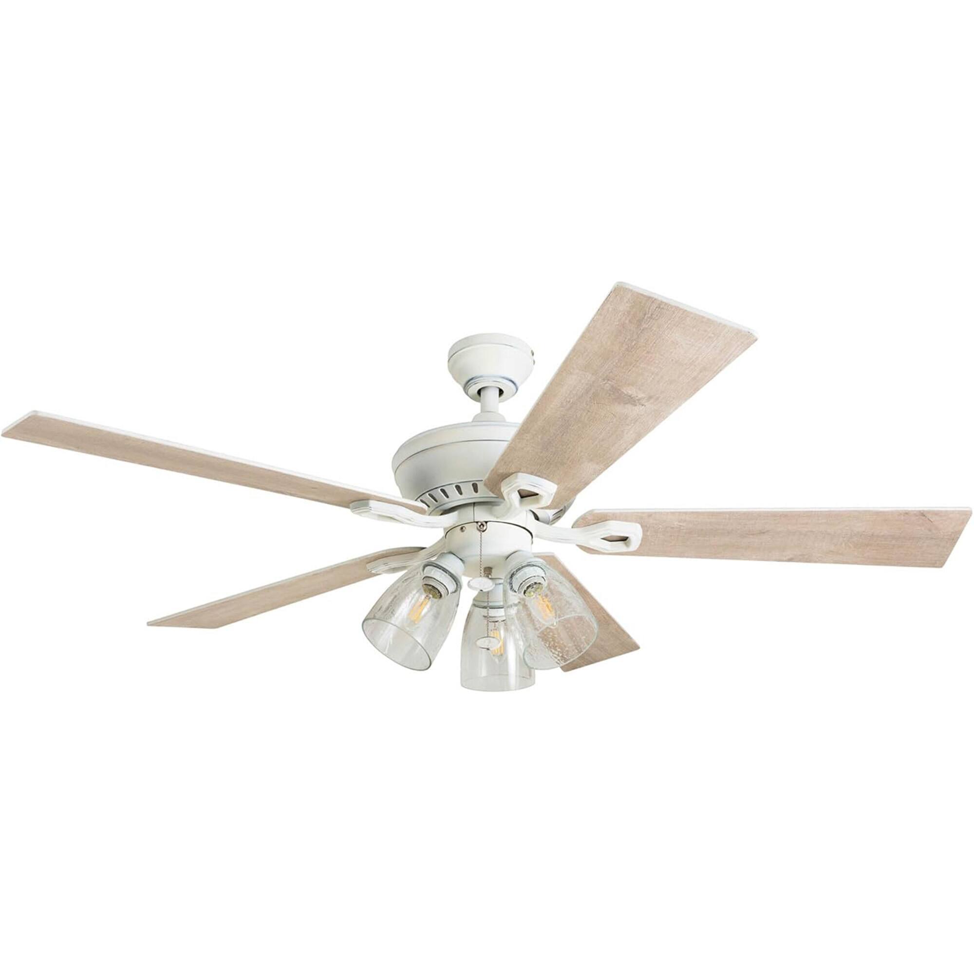 Front. Prominence Home - Prominence Home Glenmont 52" Ceiling Fan w/ Light, Pull Chain, Distressed White - Distressed White.
