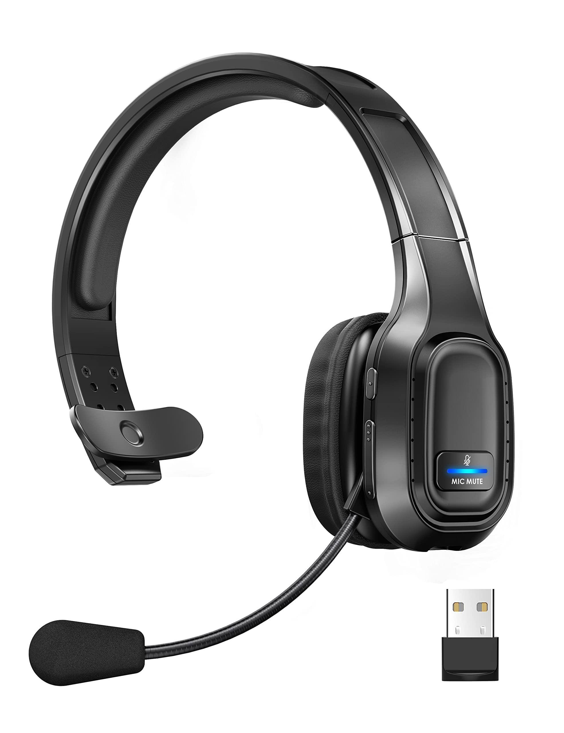 PO3TICJUNKI3 - Trucker Headphones With Microphone Noise Canceling Wireless On Ear Headset Hands Free For Cell Phone - Luxury Configuration