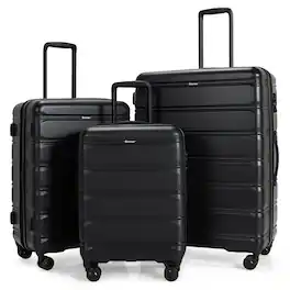Costway - 3 Piece Hardshell Luggage Set Ex pandable Suitcase w/ TSA Lock & Spinner Wheels - Black