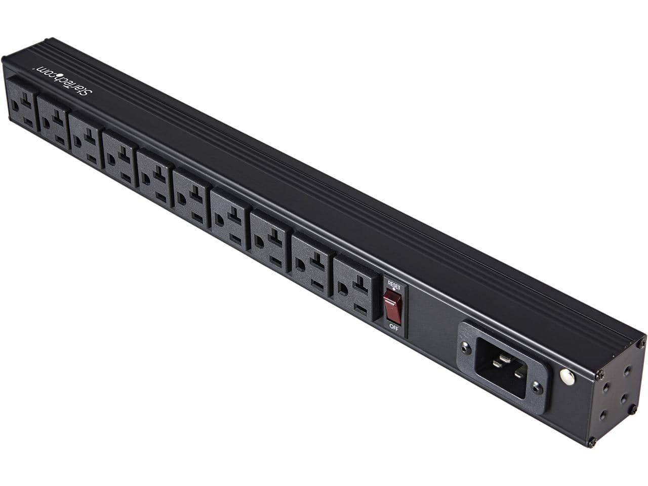 StarTech.com - 10 Outlet 1U Rackmount PDU, 125V/16A, NEMA 5-20P In, 5-15R/20R Out, UL Listed, 8ft Cord (RKPW101920) - Black