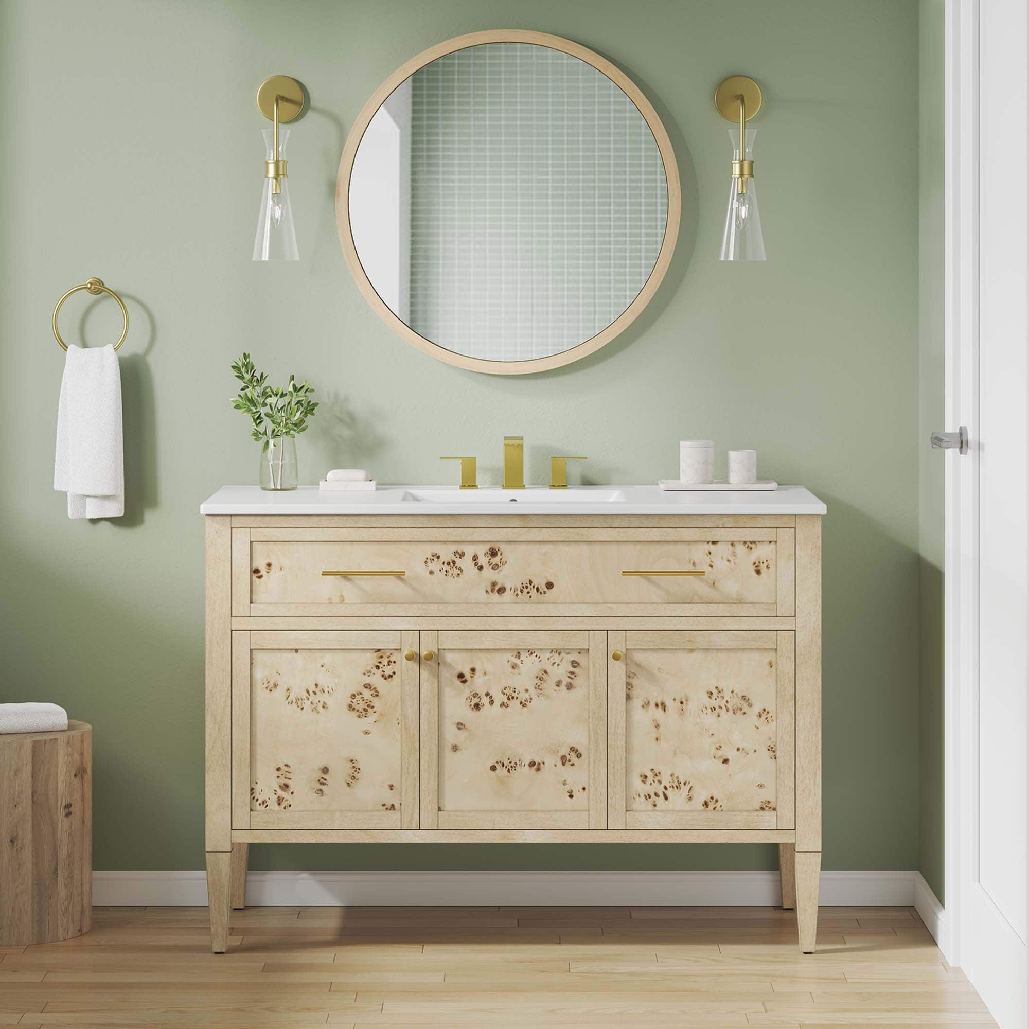 Elysian Bathroom Cabinet Basin Not Included by Modway - White Burl