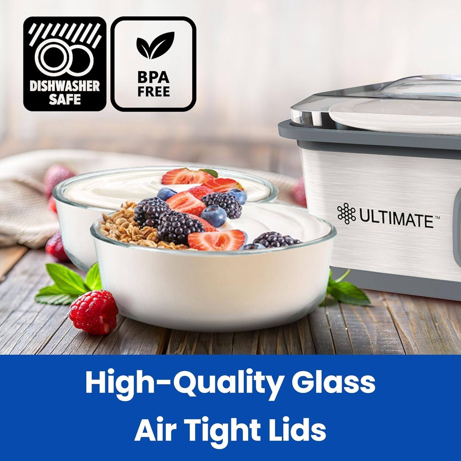 Dishwasher Safe BPA Free Ultimate™ High-Quality Glass Air Tight Lids