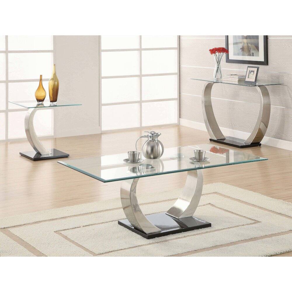 Alt View 5. Coaster Co. of America - Pruitt Rectangular Glass Top Metal Coffee Table Satin Silver - Silver.