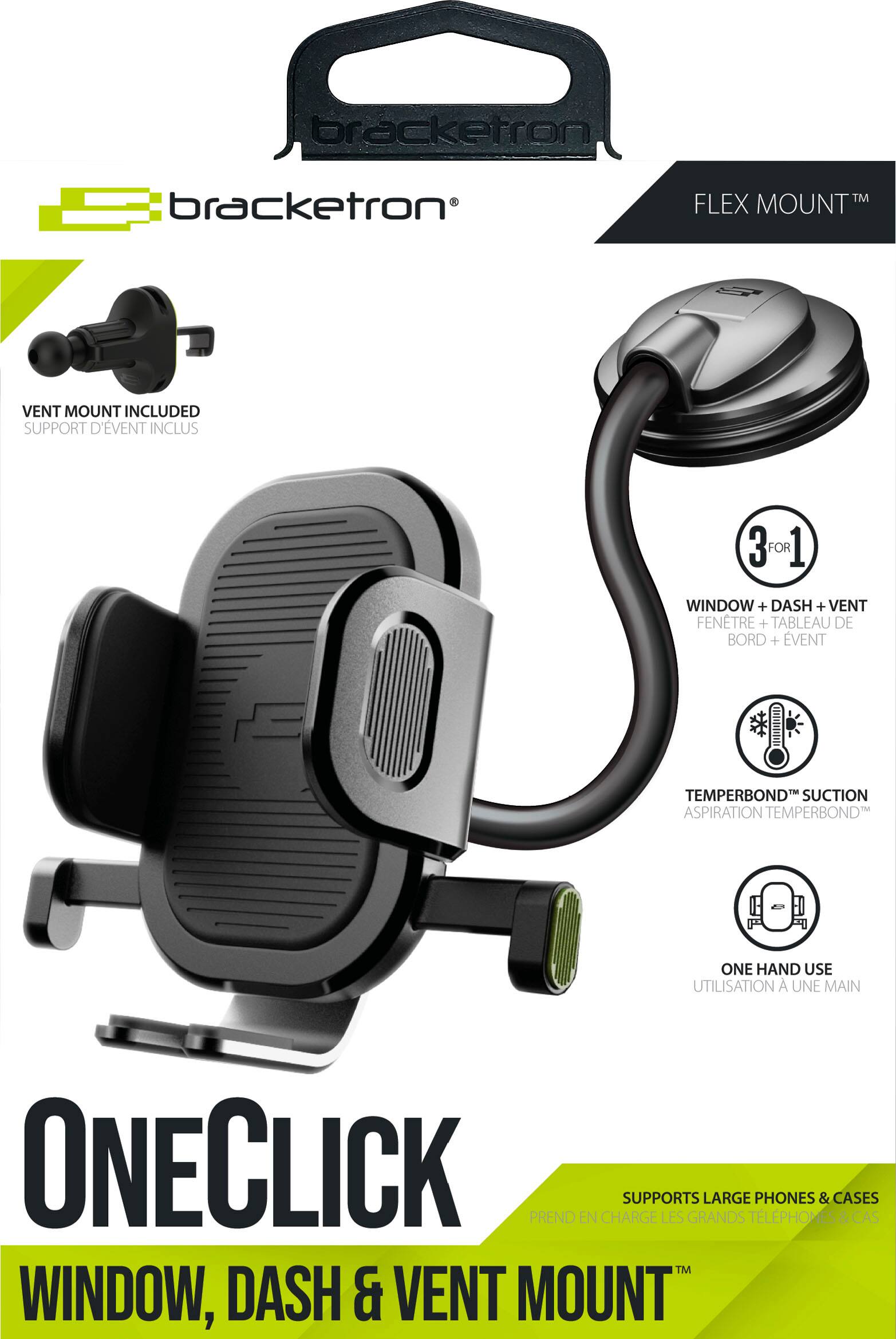 Bracketron Flex Mount Window, Dash & Vent Mount - Supports Large Phones & Cases