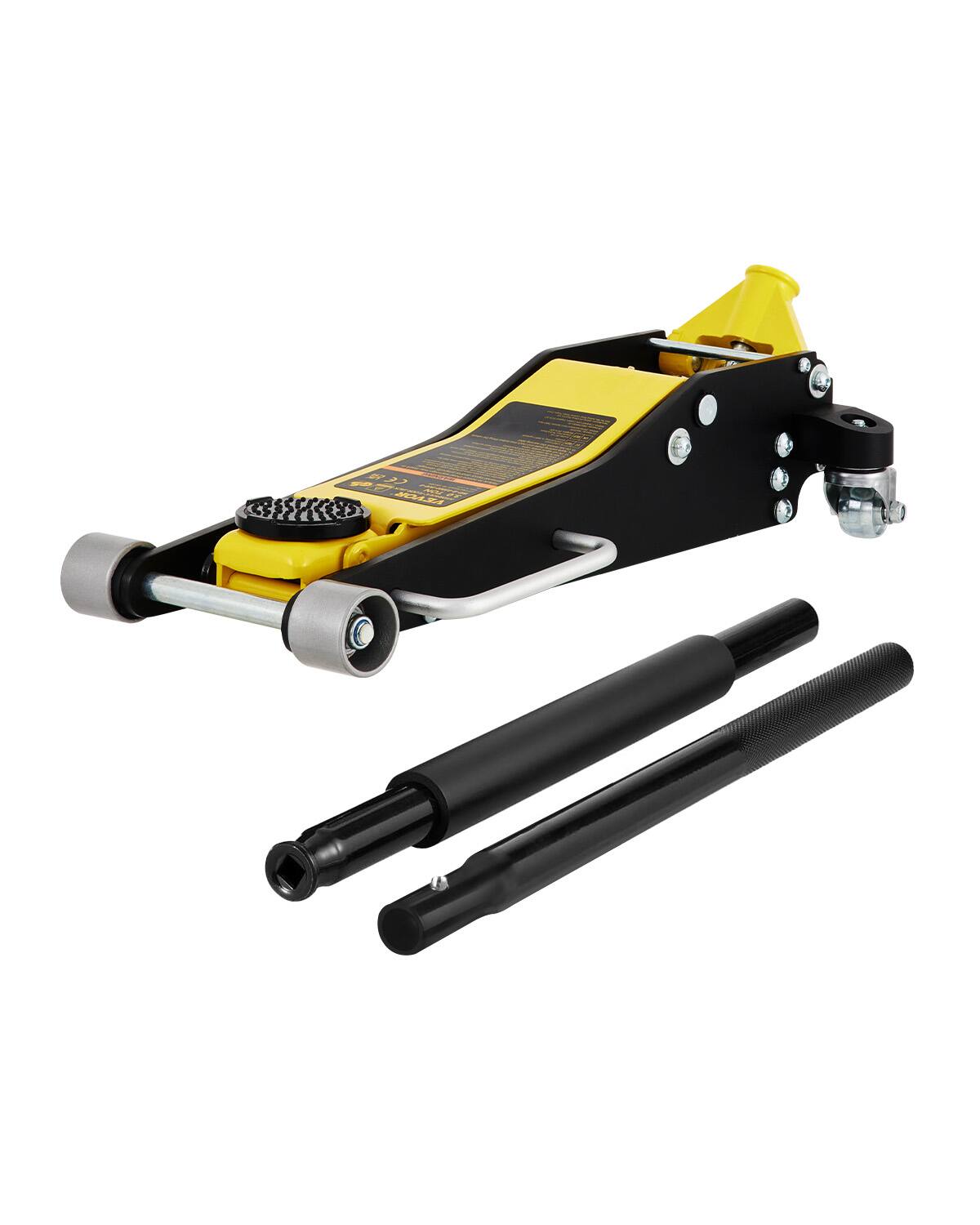 Alt View 5. VEVOR - Floor Jack, 3 Ton Low Profile Floor Jack, Aluminum and Steel Racing Floor Jack with Dual Pistons Quick Lift Pump - Black;Yellow.