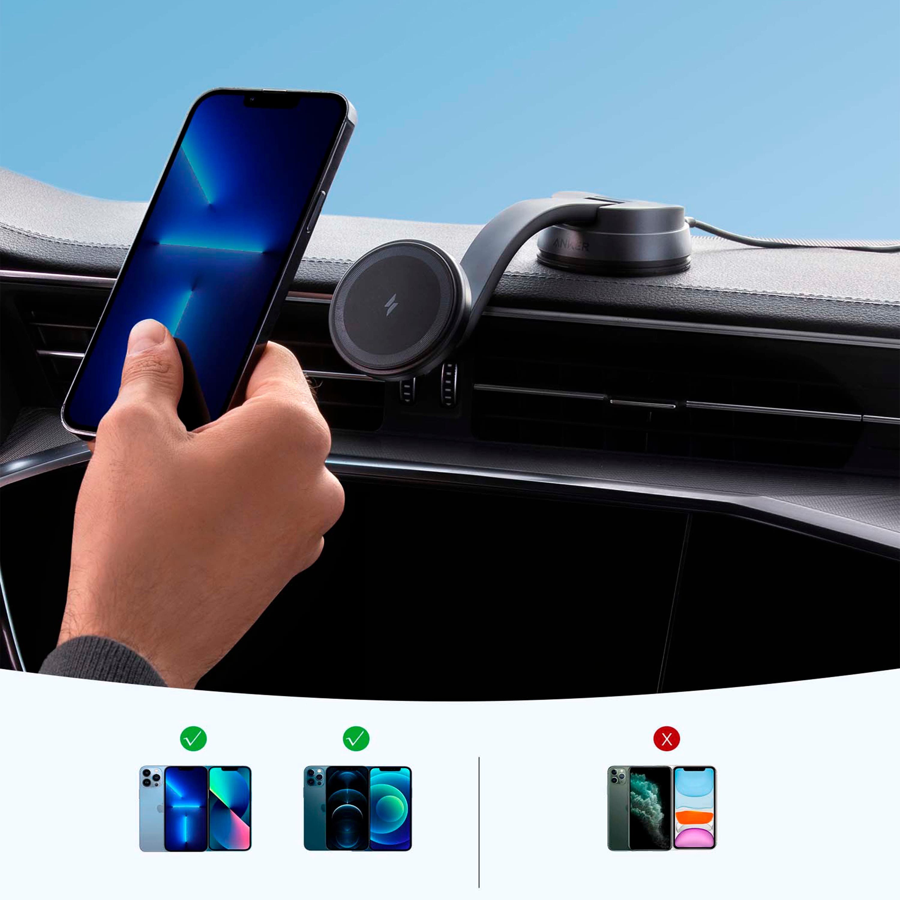 Alt View 13. Anker - MagGo 35W Wireless MagSafe Car Charger and Mount for iPhone 12 and 13 - Black.