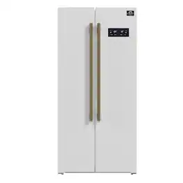 Forno Appliances - Salerno 15.6 Cu. Ft. Freestanding Counter-Depth Side-by-Side Refrigerator with Customizable Handles in Antique Brass - White