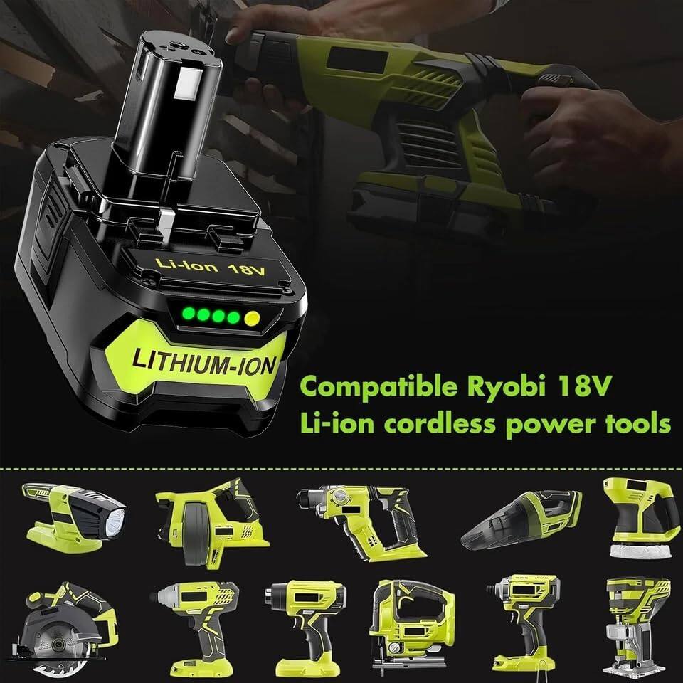 Li-ion 18V LITHIUM-ION Compatible Ryobi 18V Li-ion cordless power tools F27 110E

Compatible Ryobi 18V Li-ion cordless power tools