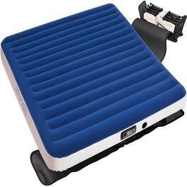 SereneLife - EZ Bed Air Mattress with Frame and Rolling Case, Self-Inflating Airbed with Built in Pump for Travel and Host - Blue/ White