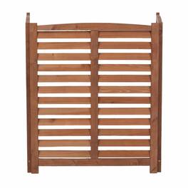 RYHNUYNE - 3-Panel Outdoor Wood Privacy Screen for Air Conditioner, 32 by 38 Inch Solid Wood Fence with Ventilated Slat - Brown
