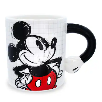 Front. Silver Buffalo - Disney Mickey Mouse Sculpted Handle Ceramic Mug | Holds 20 Ounces - Red.