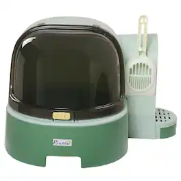 Pawhut - Cat Litter Box Easy to Clean Open with Scoop - Green