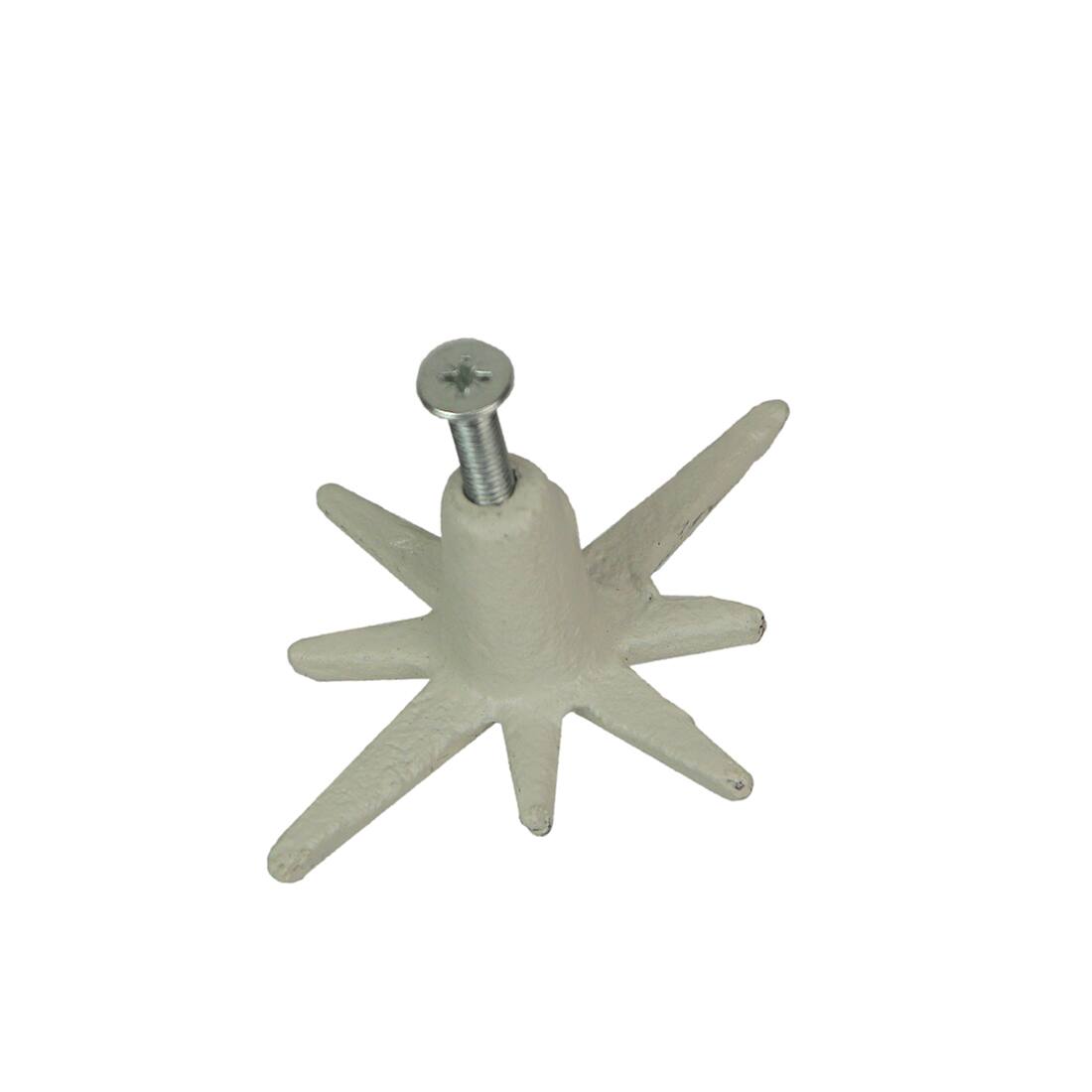 Alt View 8. Zeckos - Set of 6 Antique White Finish Mid Century Modern Starburst Drawer Pulls Knobs - White.