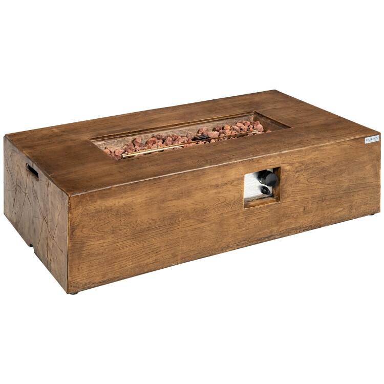 Mondawe - 48 x 27 Inch Outdoor Gas Fire Pit Table 50,000 BTU with Lava Rocks and Cover - Brown price history on PriceWatchPro