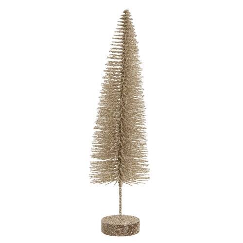 Front. BreeBe - Winter's Eve Bottle Brush Tree 10.5" - Gold, White.