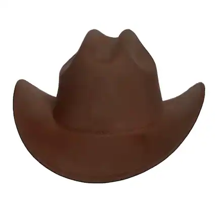Front. Underwraps - Cattleman Thick Felt Cowboy Hat Adult Costume Accessory | Brown - Brown.