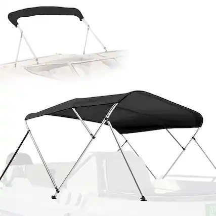 Front. SereneLife - SereneLife 3 Bow Bimini Top Waterproof Cover for Boat, Includes 2 Straps, 2 Rear Support Poles.