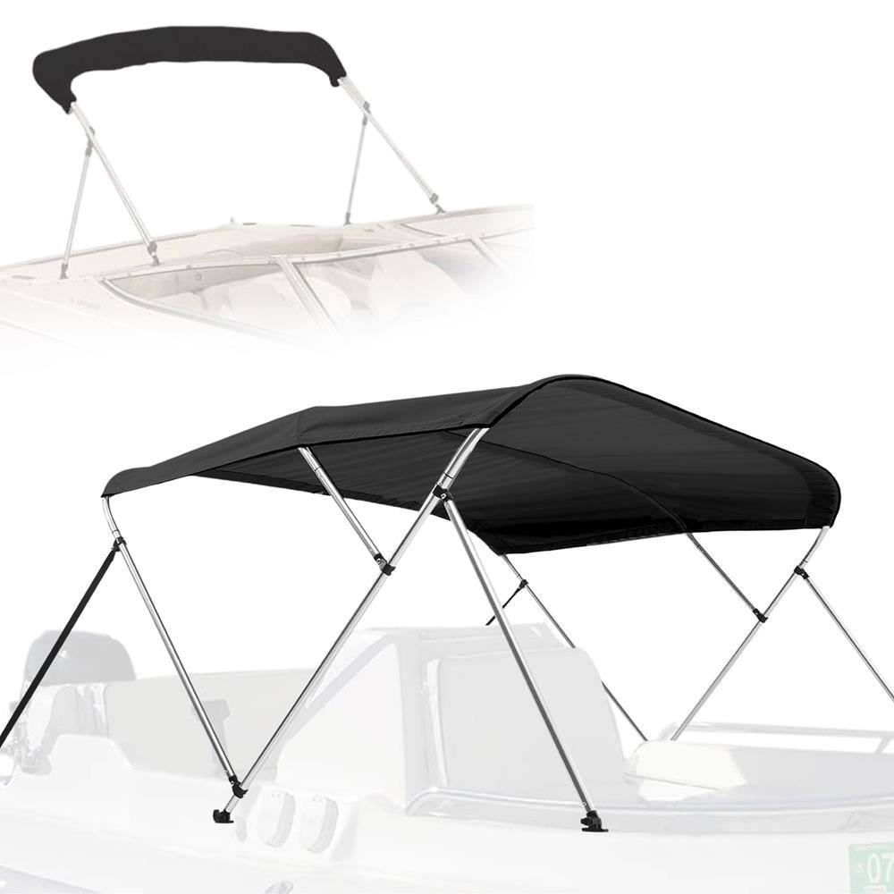 Front. SereneLife - SereneLife 3 Bow Bimini Top Waterproof Cover for Boat, Includes 2 Straps, 2 Rear Support Poles.
