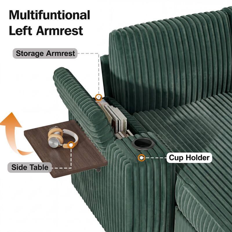 Multifunctional Left Armrest

- Storage Armrest
- Side Table
- Cup Holder