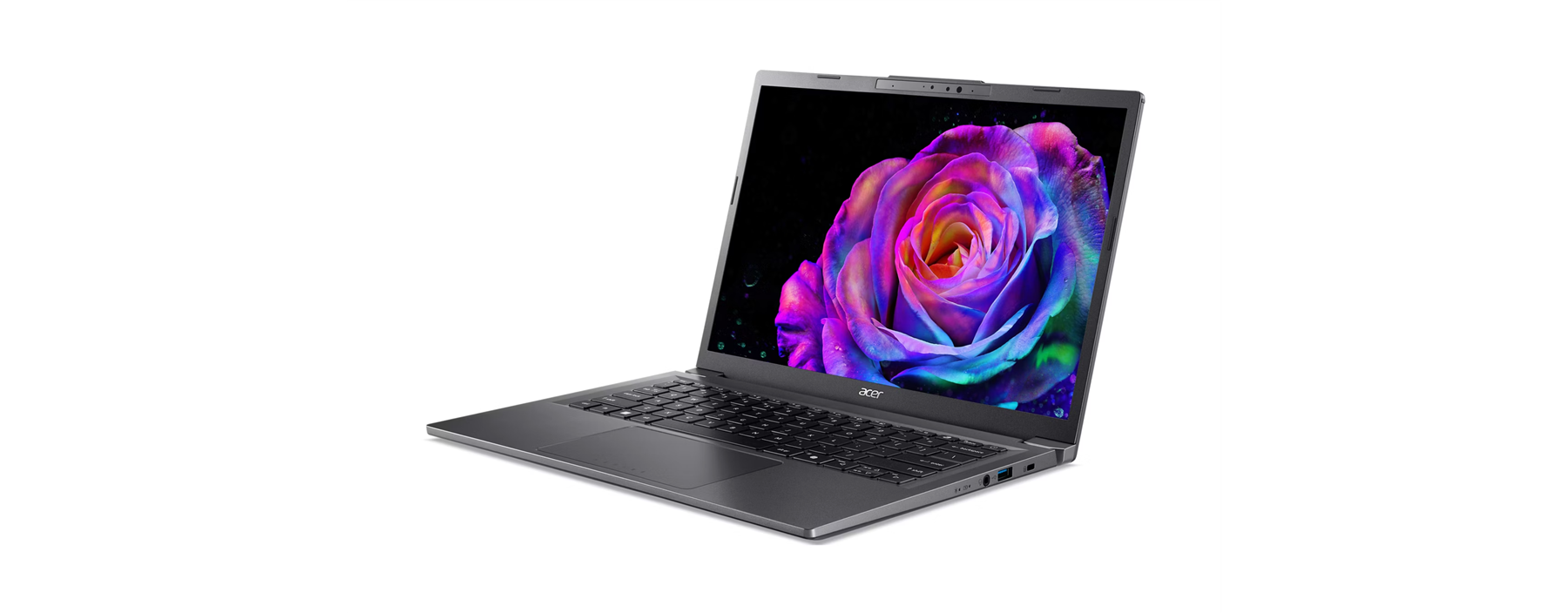 Angle. Acer - Aspire 14 AI A14-52M-72FH 14" Laptop Intel Core Ultra 7 256V 8 Core ARC™ 140V GPU 16GB RAM 1TB SSD Windows 11 - Gray.