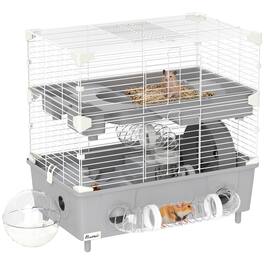 Pawhut - 2-Tier Hamster Cage, Sand Bathroom, Running Wheel, Water Bottle, Tubes, Accessories, Small Animal Cage