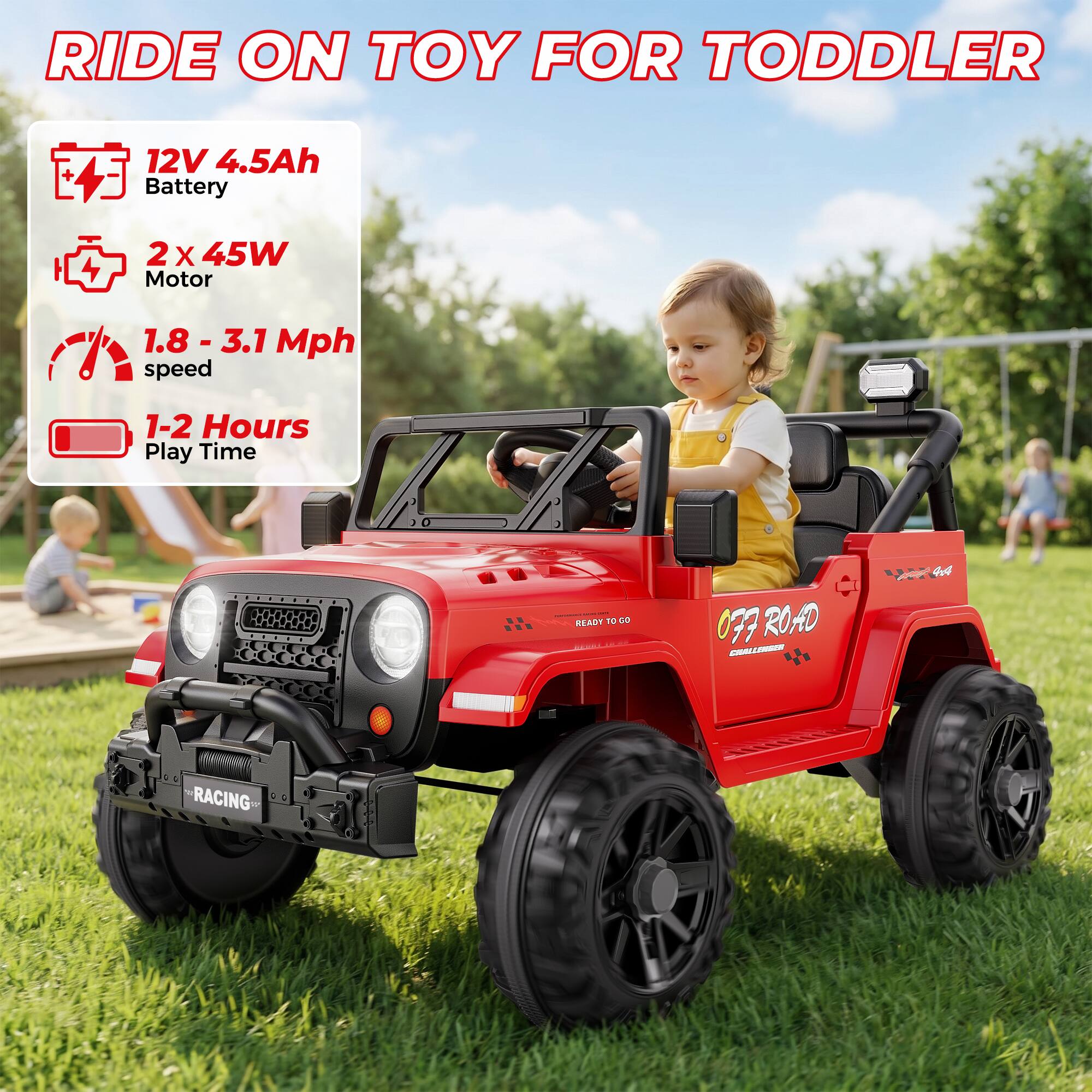 ANPABO 12V Ride on Toys for Toddlers, Electric Ride On Car for Kids ...