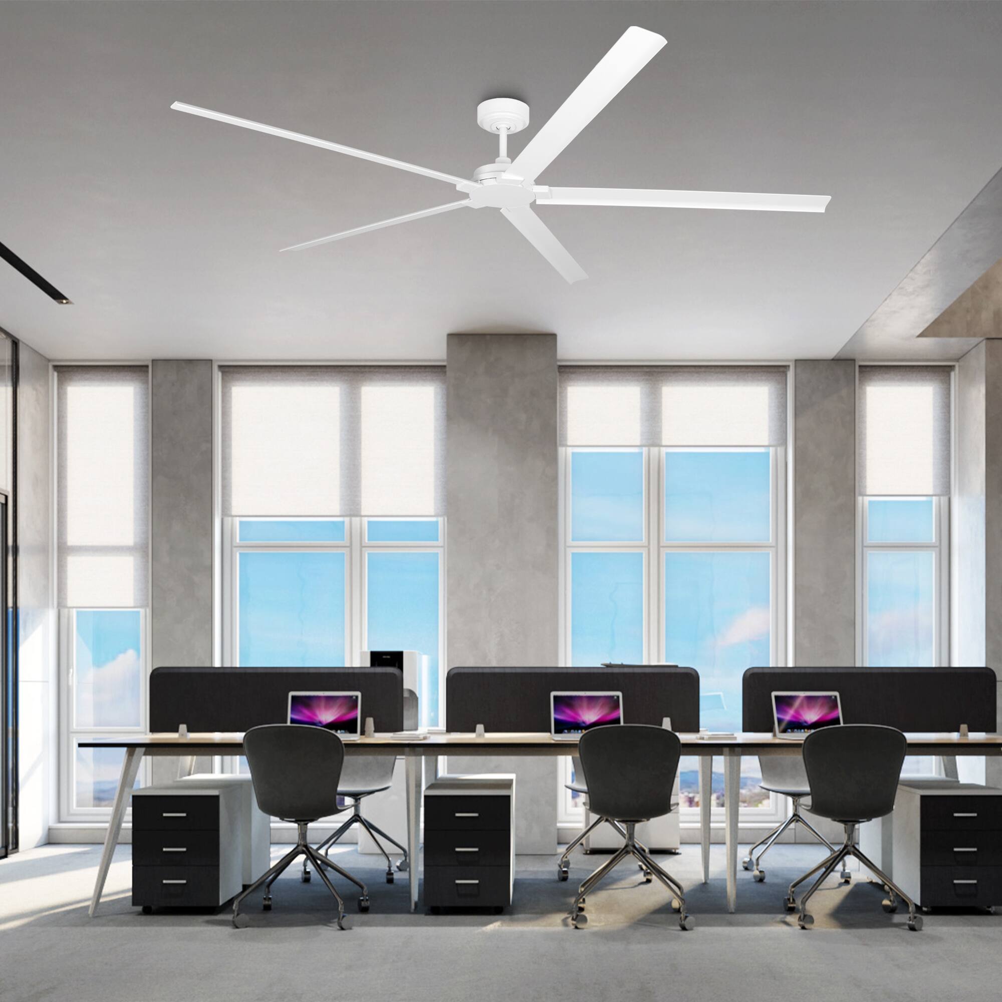 Angle. Parrot Uncle - 72-Inch Wet-Rated Outdoor Aluminum Ceiling Fan with 6-Speed DC Motor and Remote - White.