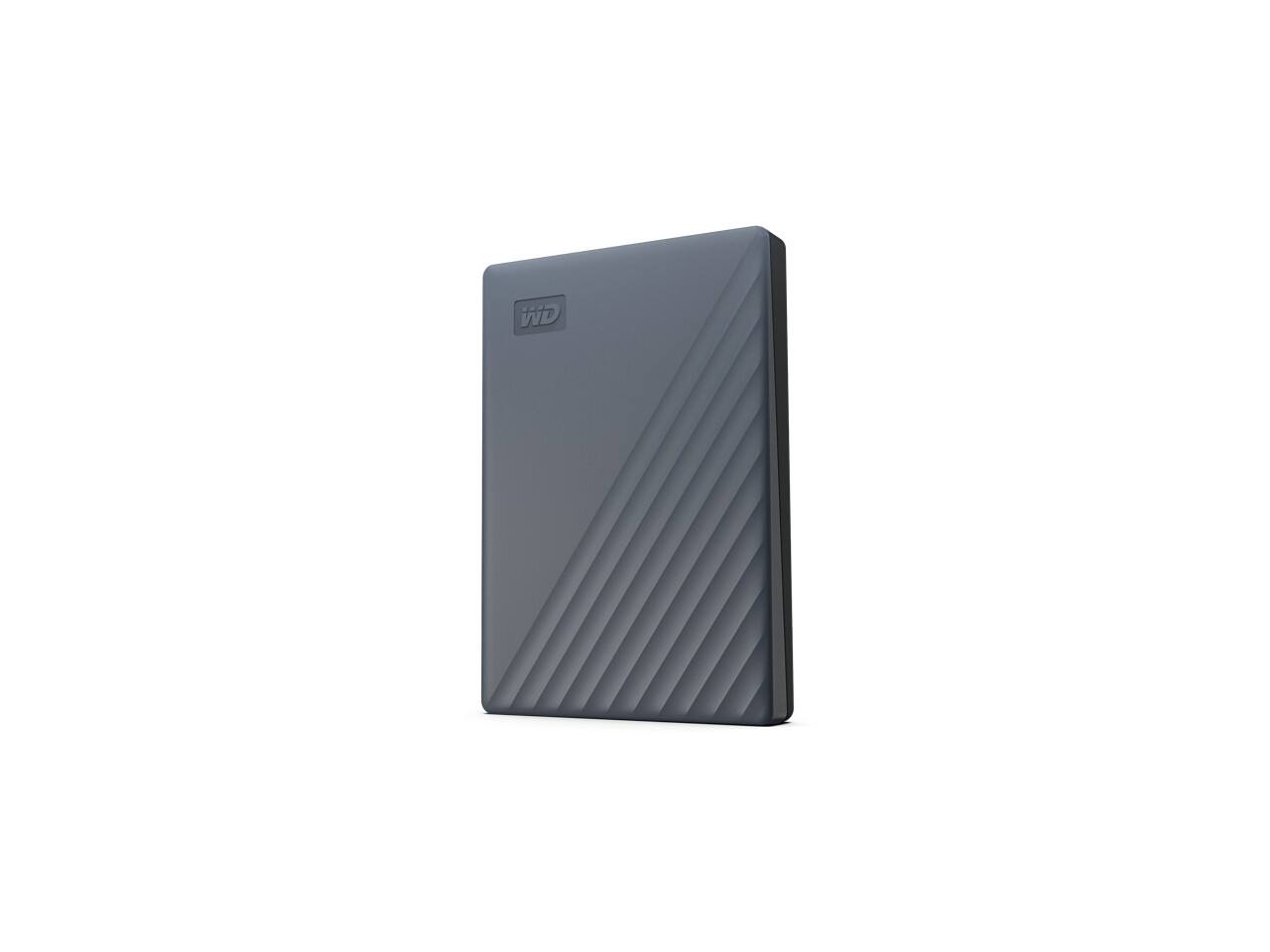 Left. Western Digital - WD 2TB My Passport Portable Storage External Hard Drive  USB-C™ (WDBWML0020BGY-WESN) - Silicon Grey.