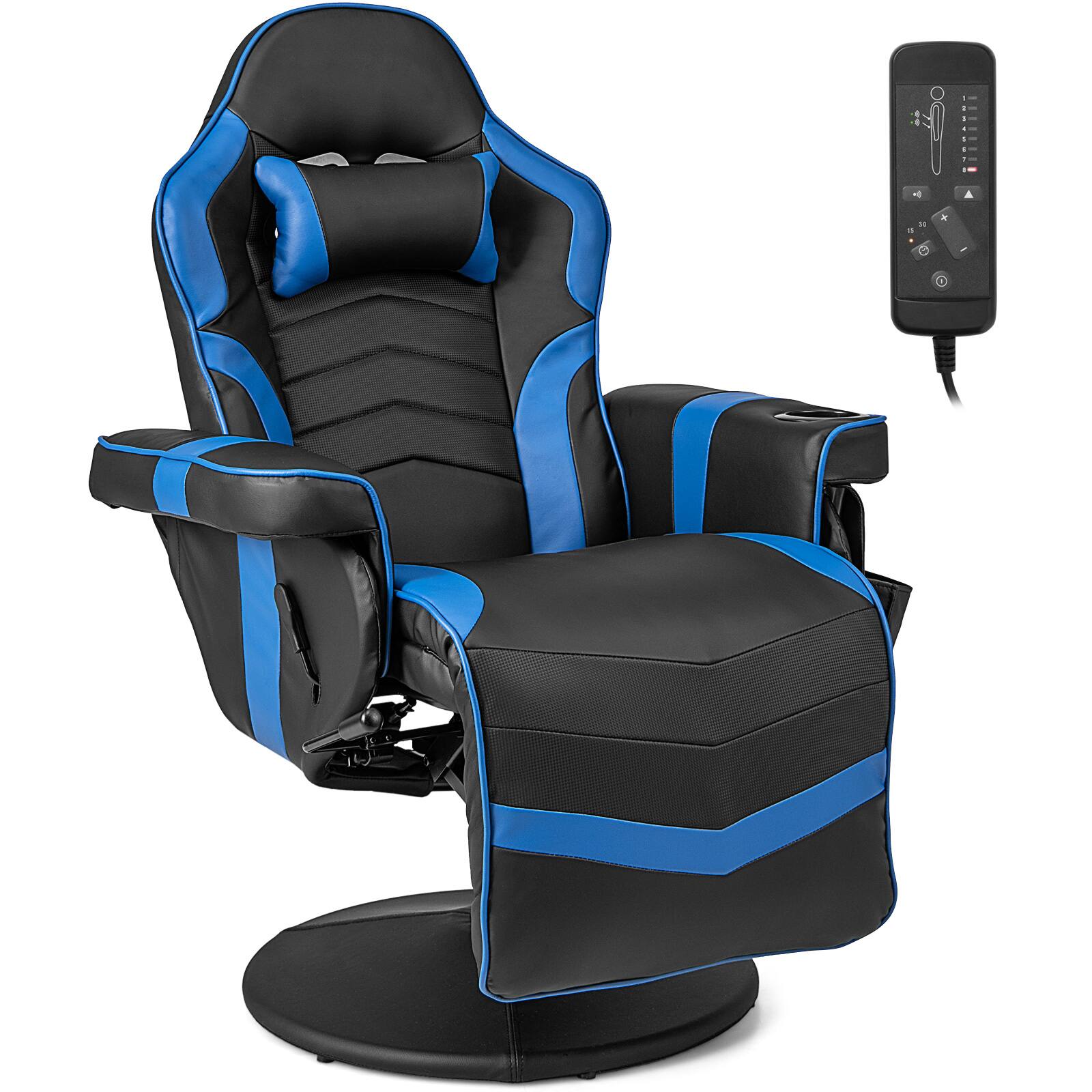 Front. Ecooso - Office Chair Massage Gaming Recliner with Adjustable Height and Full Support - Blue.
