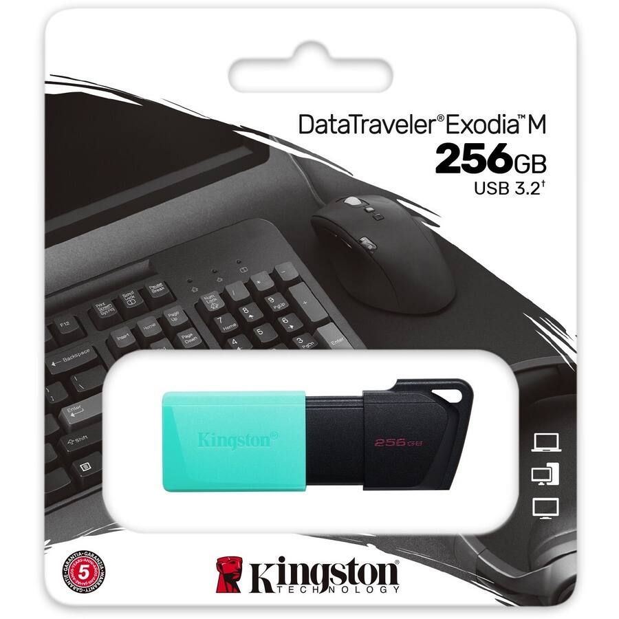 DataTraveler Exodia™ M  
256GB  
USB 3.2+  

Kingston  
TECHNOLOGY  

5 YEARS WARRANTY