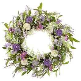 Northlight - Lavender and Allium Spring Wreath - 28" - Purple