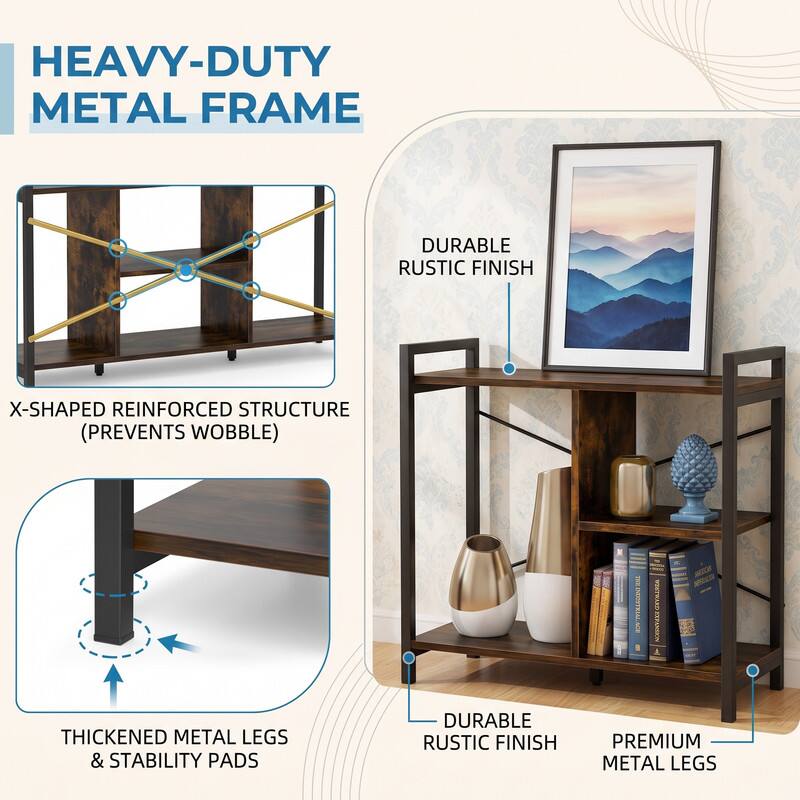 HEAVY-DUTY METAL FRAME

DURABLE RUSTIC FINISH

X-SHAPED REINFORCED STRUCTURE (PREVENTS WOBBLE)

THICKENED METAL LEGS & STABILITY PADS

DURABLE RUSTIC FINISH

PREMIUM METAL LEGS