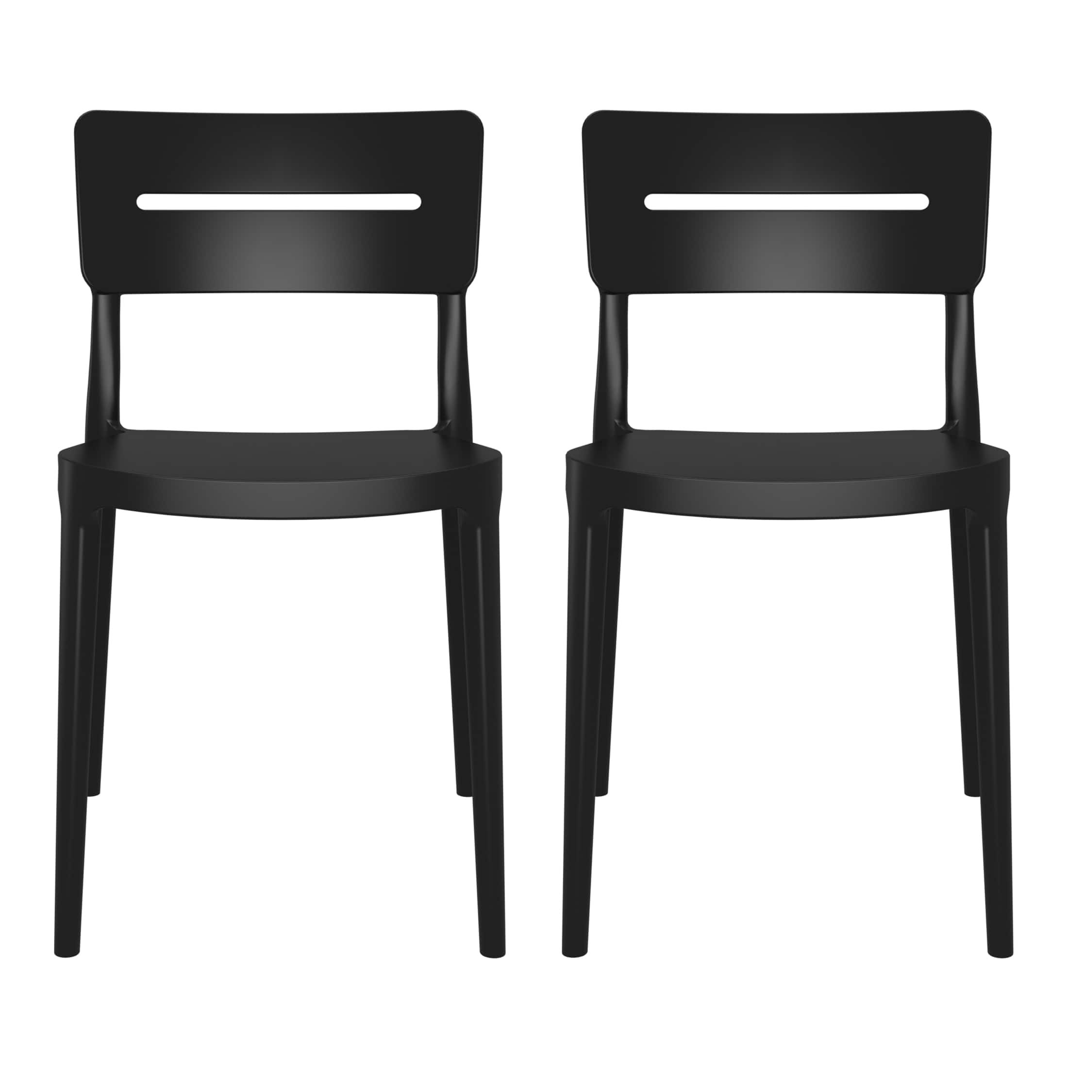 WestinTrends - Playa Outdoor Modern Stackable Plastic Patio Dining Chairs (Set of 2) - Black