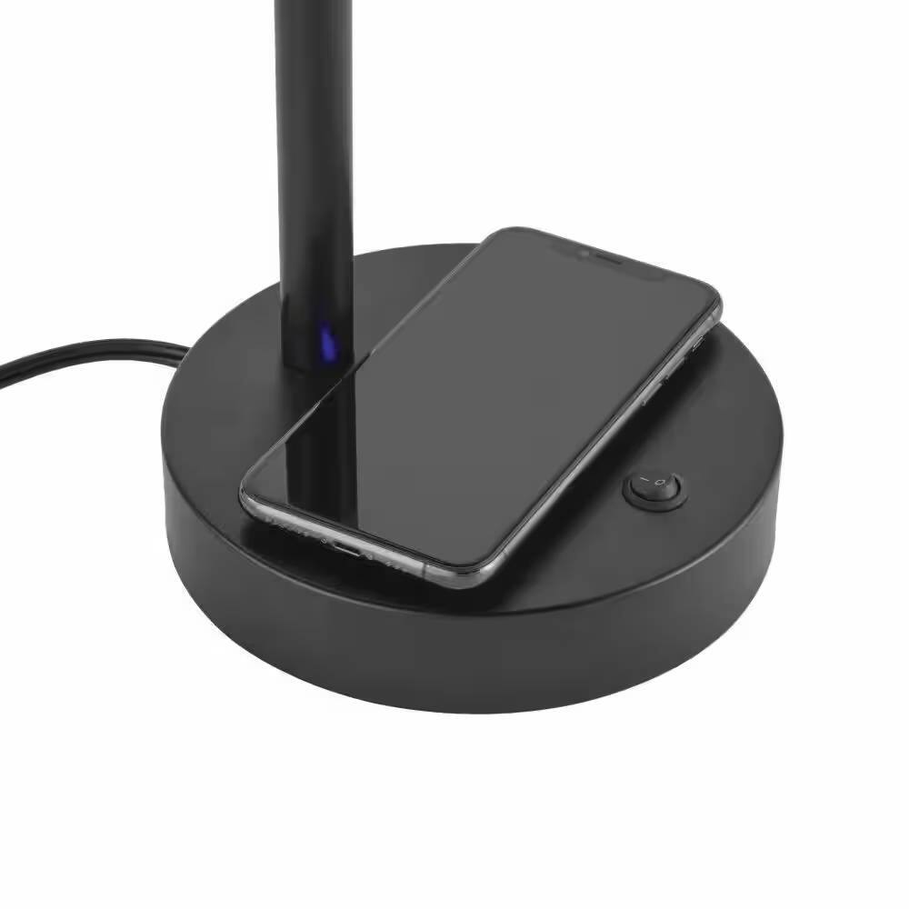 Alt View 1. Hivvago - Modern LED Desk Light Table Lamp with Wireless Cell Charging Pad in Black - Black.