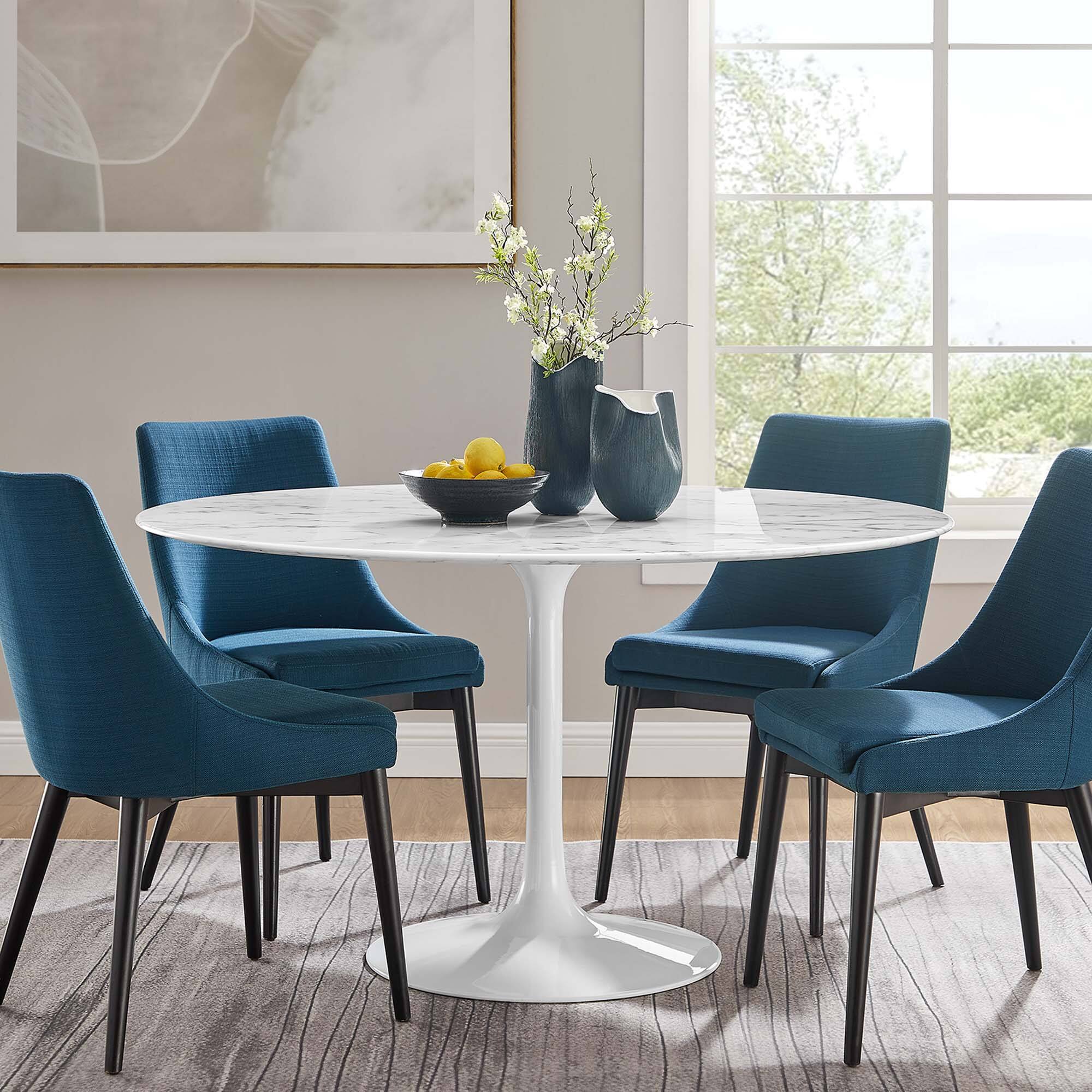 Alt View 5. Modway - Lippa 54" Round Faux Marble Dining Table by Modway - White.