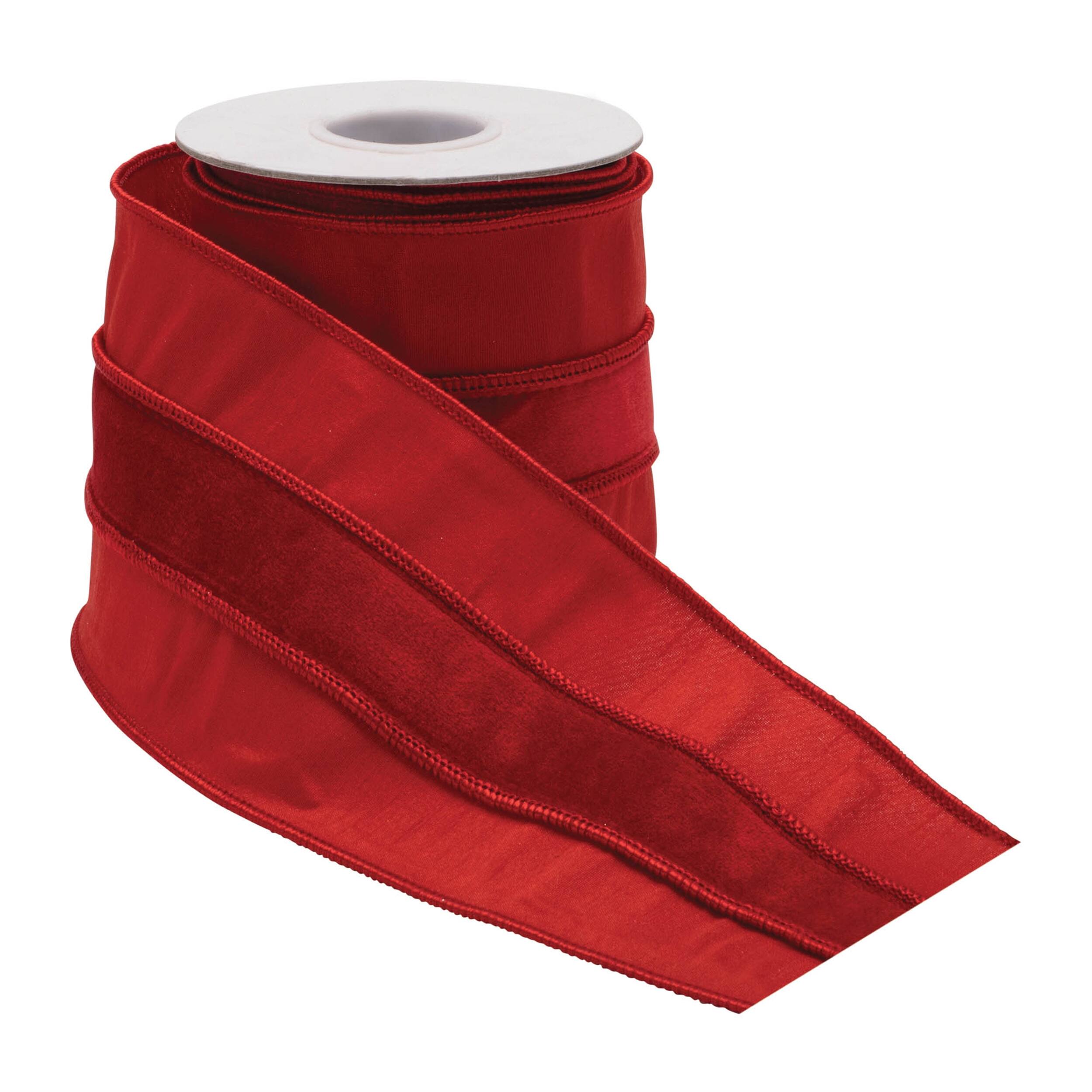 Angle. BreeBe - Red Wired Ribbon (Set of 2) - Red.