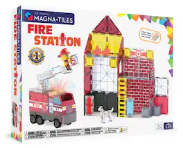Fire Station 50-Piece Magnetic Construction Set, THE ORIGINAL MAGNA-TILES