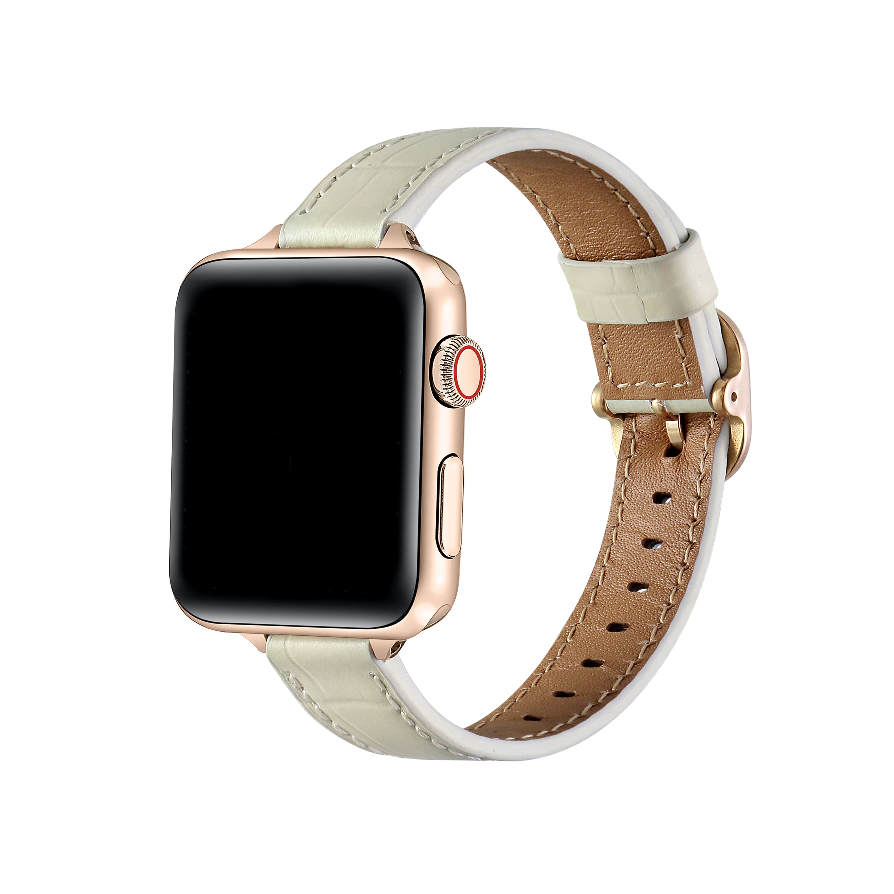 Posh Tech - Carmen Skinny Croc Leather Band for Apple Watch - Cream