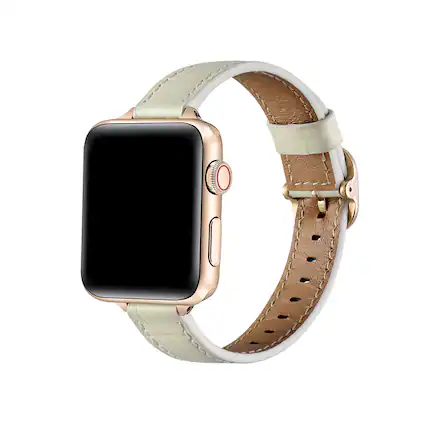 Front. Posh Tech - Carmen Skinny Croc Leather Band for Apple Watch - Cream.