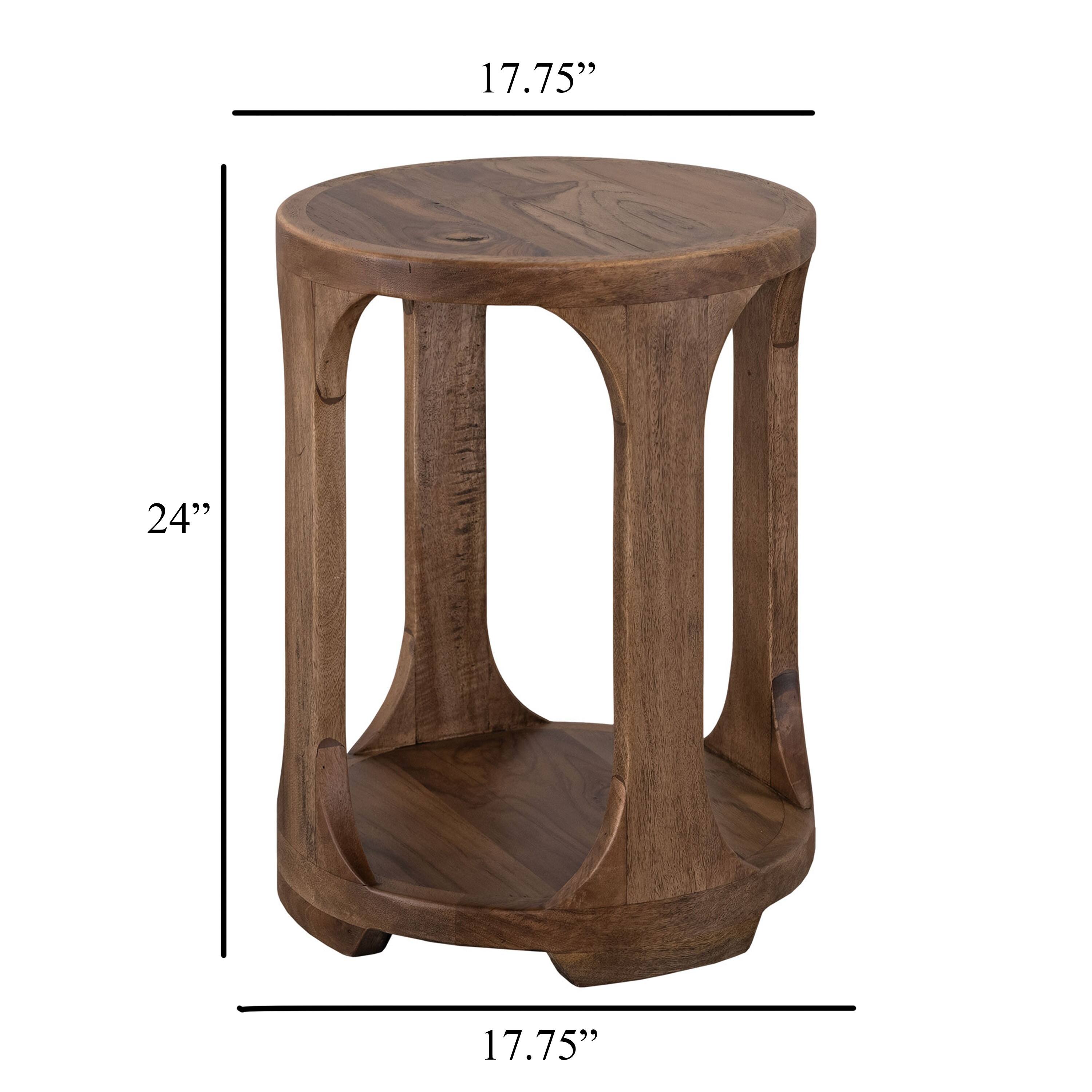Manhattan Lane Eray Chairside Table, Shelf, Barrel Mango Wood, 18 Inch ...