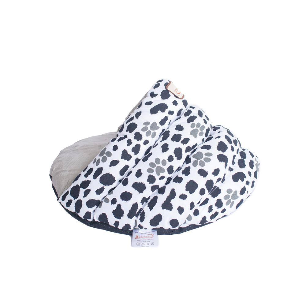 Back. Armarkat - Cat Bed Sage Green Paw Print Pattern - Beige.