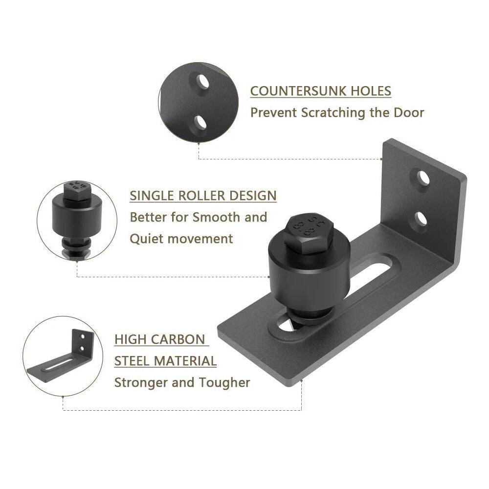 - COUNTERSUNK HOLES  
Prevent Scratching the Door

- SINGLE ROLLER DESIGN  
Better for Smooth and Quiet movement

- HIGH CARBON STEEL MATERIAL  
Stronger and Tougher
