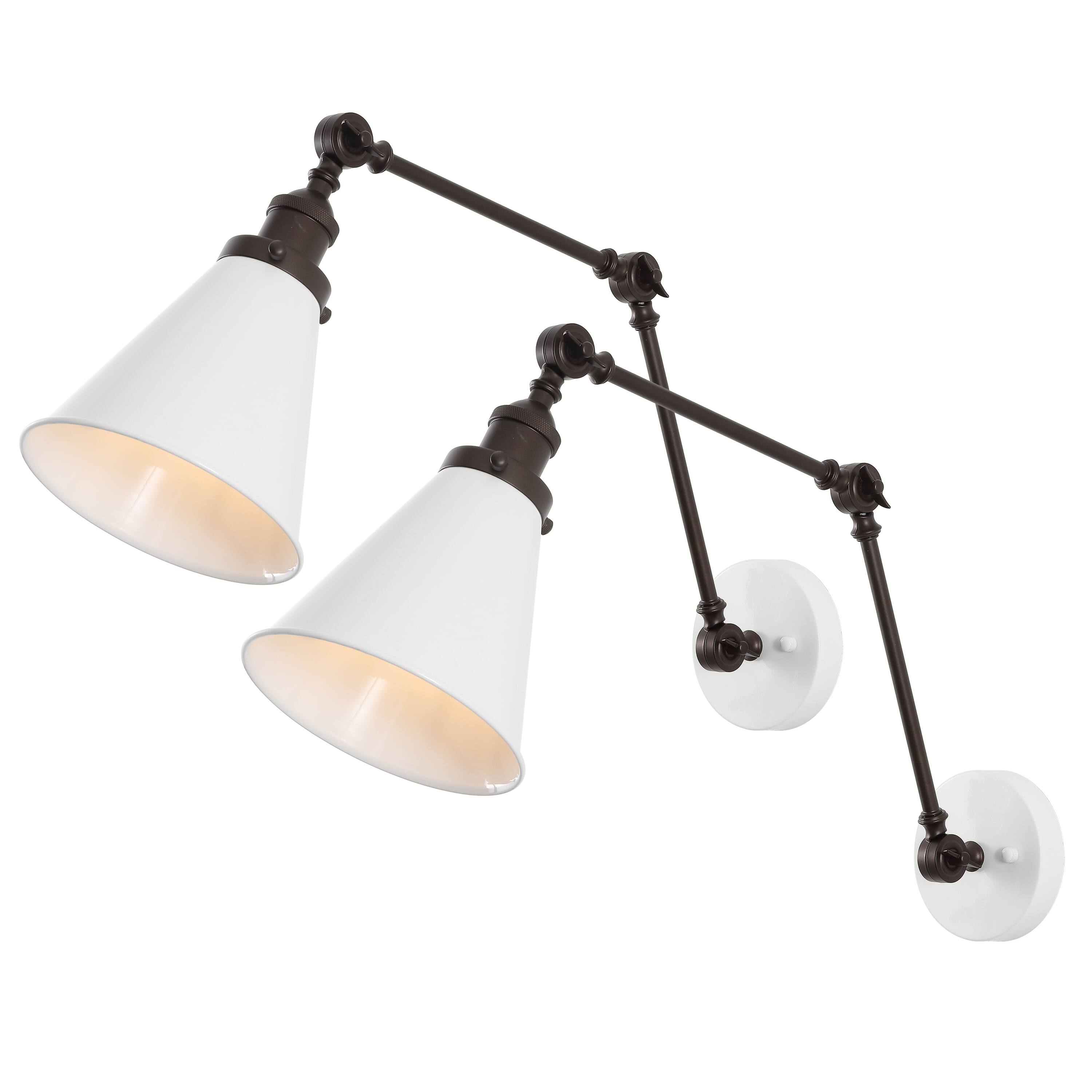 "Jonathan Y - Rover 7"" Classic Industrial Metal Adjustable Arm LED Wall Sconce, (Set of 2) - White/Oil Rubbed Bronze" price history on PriceWatchPro