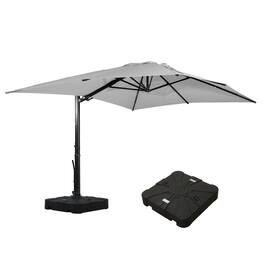 Mondawe - 10x13ft Cantilever Patio Umbrella with DIY Drape Hook and Base - Gray