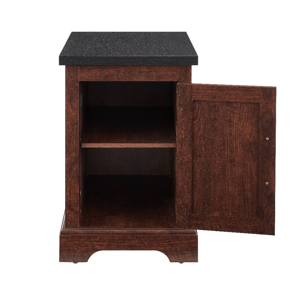 Alt View 8. Loheer - Loheer Farmhouse End Table Rustic Nightstand Oak Side Table with Barn Door Adjustable Shelf for Living Room Bedroom - Oak.