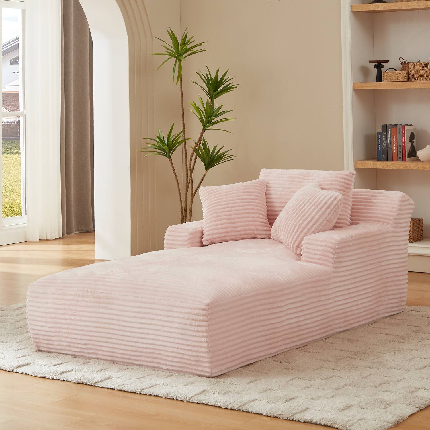Alt View 1. Chic Crate - Plush Corduroy Cloud Floor Sofa Bed for Living Room - Pink.