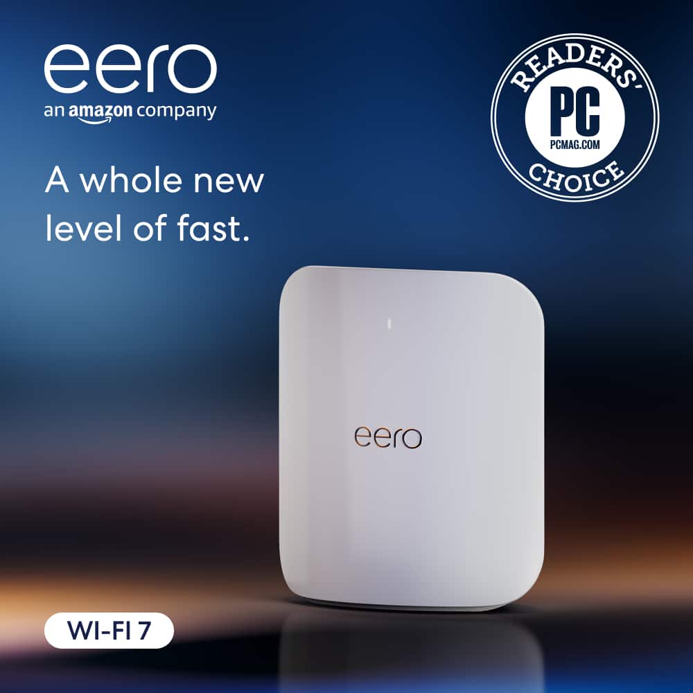 eero, an Amazon company, offers a whole new level of fast with their WI-FI 7 device. This product has been recognized as a PCMAG.COM CHOICE, indicating its high quality and performance.