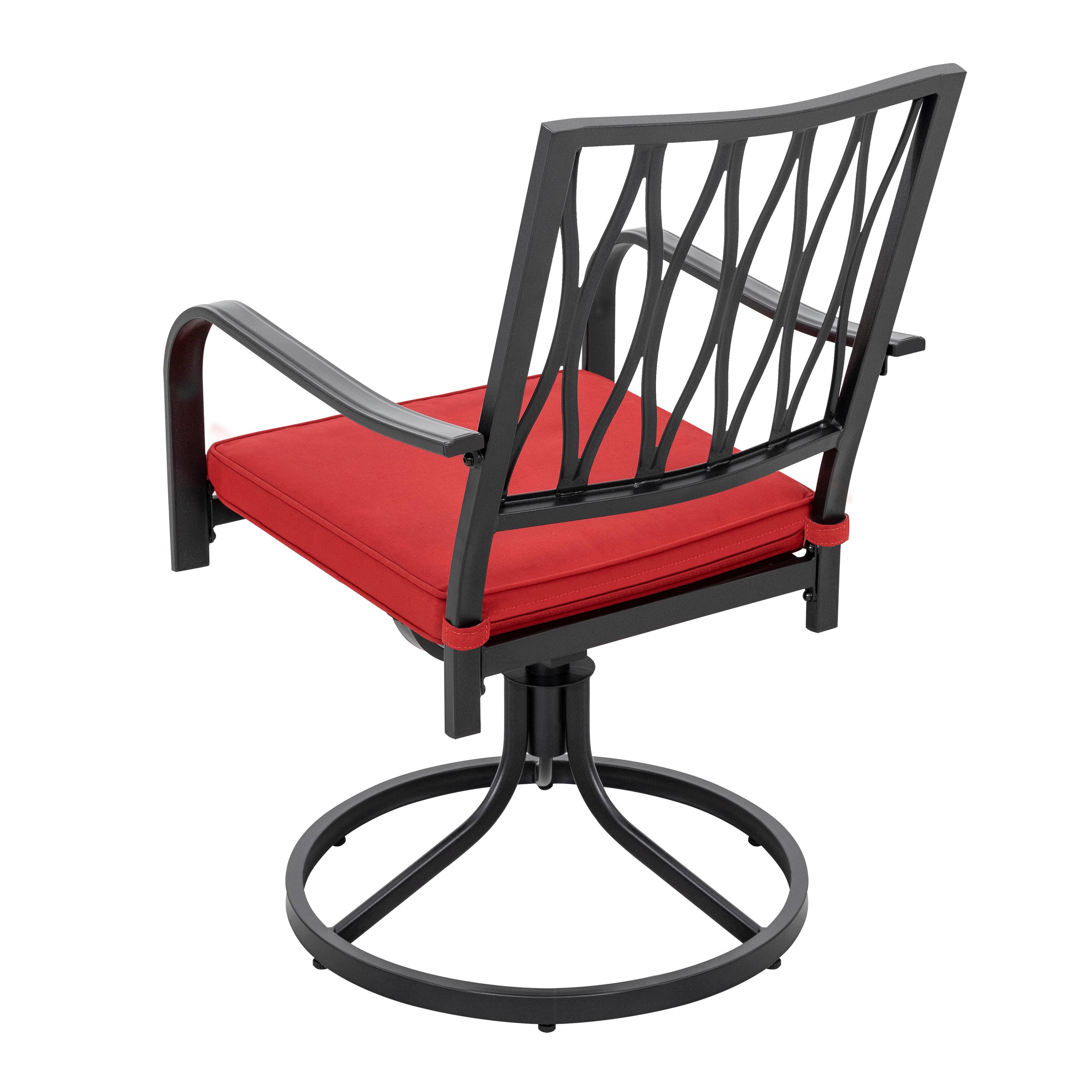 Alt View 10. Nuu Garden - 2-Piece Metal Swivel Patio Chair Set with Removable Red Olefin Cushions - Black and Red.